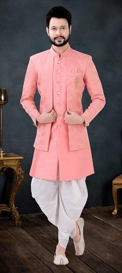 Pink and Majenta color IndoWestern Dress in Silk fabric with Broches work : 1842480