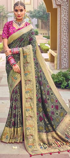 Reception, Wedding Multicolor color Saree in Georgette fabric with Classic Embroidered, Thread work : 1843019