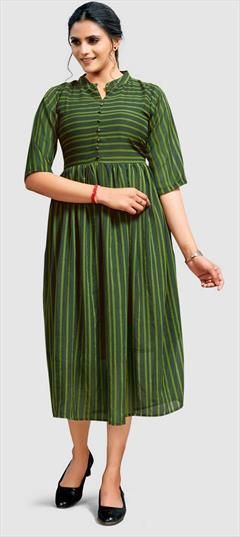 Casual Green color Dress in Chiffon fabric with Printed work : 1845221