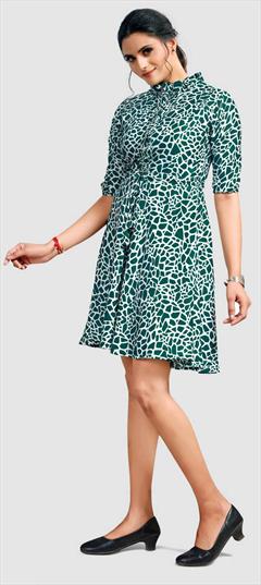 Casual Green color Dress in Crepe Silk fabric with Printed work : 1845229