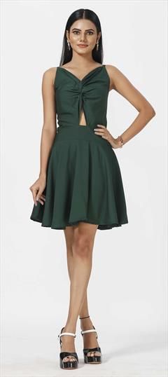 Casual Green color Dress in Crepe Silk fabric with Thread work : 1845255
