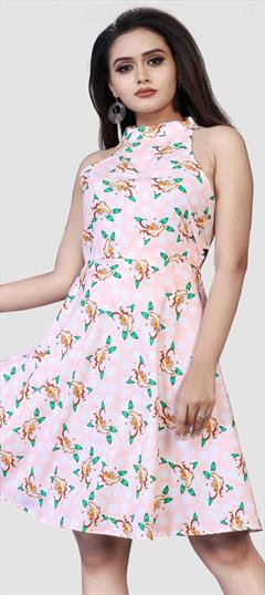 Casual Pink and Majenta color Kurti in Crepe Silk fabric with Trendy Printed work : 1845303
