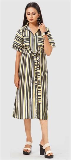 Casual Yellow color Dress in Crepe Silk fabric with Printed work : 1845311