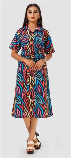 Casual Multicolor color Dress in Crepe Silk fabric with Printed work : 1845319