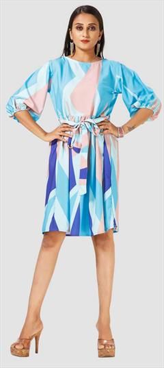 Casual Blue color Dress in Crepe Silk fabric with Printed work : 1845332