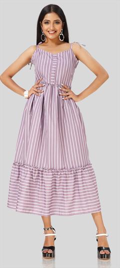 Casual Purple and Violet color Dress in Crepe Silk fabric with Printed work : 1845450