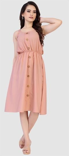 Casual Pink and Majenta color Dress in Crepe Silk fabric with Short, Trendy Self work : 1845462