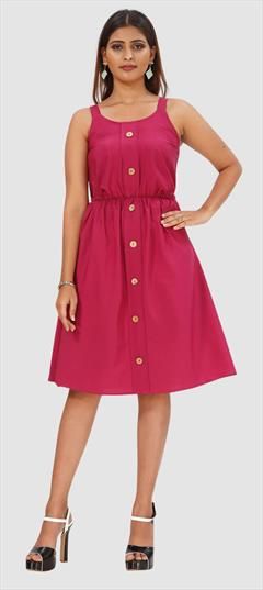Casual Pink and Majenta color Dress in Crepe Silk fabric with Short, Trendy Self work : 1845467