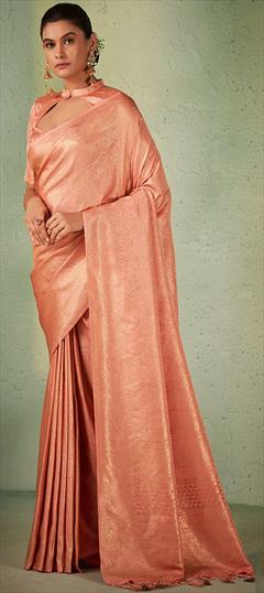 Traditional, Wedding Pink and Majenta color Saree in Kanjeevaram Silk, Silk fabric with South Weaving work : 1845537