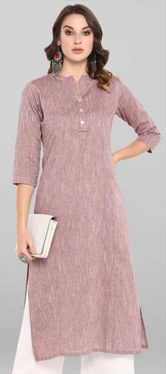 Casual Pink and Majenta color Kurti in Cotton fabric with Straight Printed work : 1846865