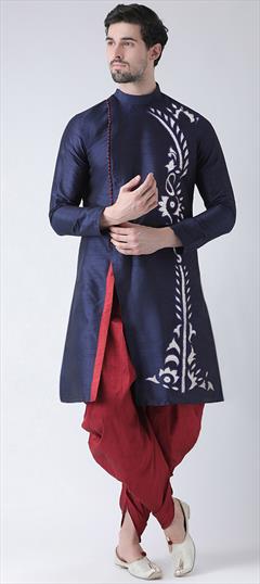 Blue color Dhoti Kurta in Dupion Silk fabric with Embroidered work : 1847206