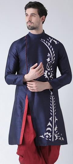 Blue color Kurta in Dupion Silk fabric with Embroidered work : 1847331