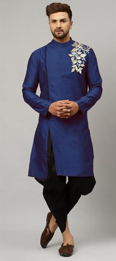 Blue color Dhoti Kurta in Dupion Silk fabric with Embroidered work : 1847454