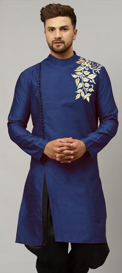 Blue color Kurta in Dupion Silk fabric with Embroidered work : 1847492