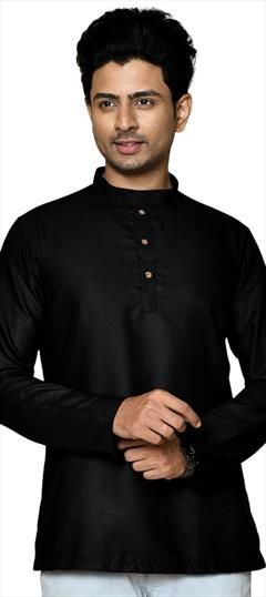 Black and Grey color Kurta in Cotton fabric with Thread work : 1847837