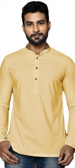 Yellow color Kurta in Cotton fabric with Thread work : 1847840
