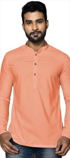Orange color Kurta in Cotton fabric with Thread work : 1847844