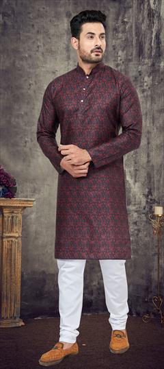 Beige and Brown color Kurta Pyjamas in Cotton fabric with Digital Print work : 1848814