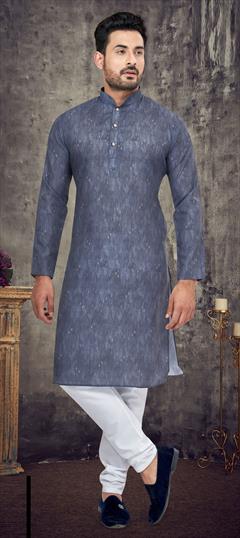 Blue color Kurta Pyjamas in Cotton fabric with Digital Print work : 1848856