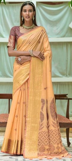 Traditional Pink and Majenta color Saree in Chanderi Silk, Silk fabric with South Weaving, Zari work : 1849447