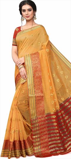 Casual Yellow color Saree in Cotton fabric with Classic Weaving work : 1851782