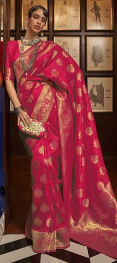 Traditional Pink and Majenta color Saree in Art Silk, Silk fabric with South Weaving work : 1851906