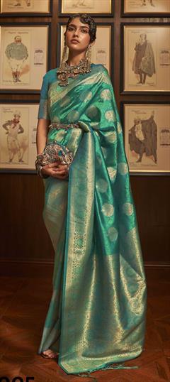 Traditional Green color Saree in Art Silk fabric with South Weaving work : 1851907