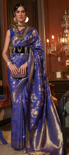 Traditional Blue color Saree in Art Silk, Silk fabric with South Weaving work : 1852037