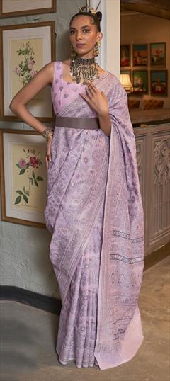Party Wear, Traditional Purple and Violet color Saree in Art Silk, Silk fabric with South Weaving work : 1852041