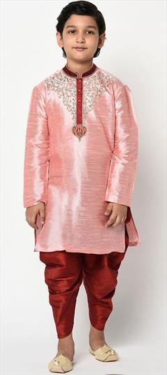 Pink and Majenta color Boys Dhoti Kurta in Dupion Silk fabric with Thread work : 1852088