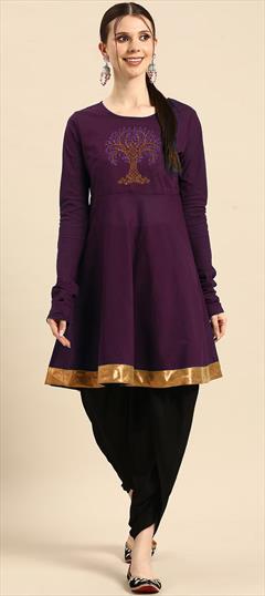 Party Wear Purple and Violet color Salwar Kameez in Rayon fabric with Patiala Embroidered work : 1853986