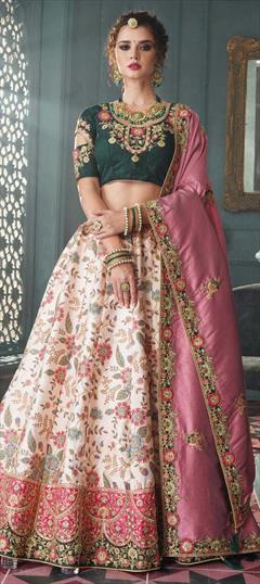 Bollywood Green color Lehenga in Art Silk fabric with Embroidered, Stone work : 1856799