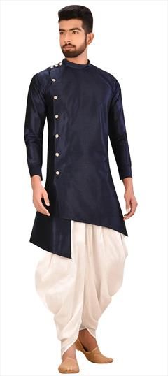 Blue color Dhoti Kurta in Art Silk fabric with Thread work : 1857467