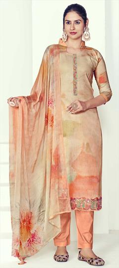 Casual Pink and Majenta color Salwar Kameez in Cotton fabric with Straight Printed work : 1858841