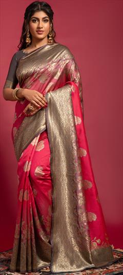 Festive Pink and Majenta color Saree in Blended, Silk fabric with Classic Printed, Weaving work : 1859728