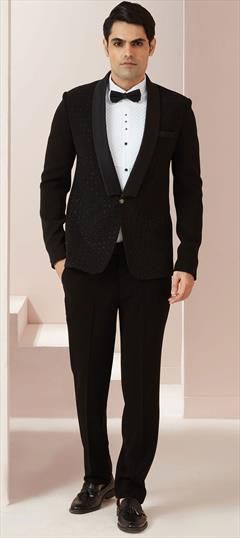 Black and Grey color Tuxedo in Imported fabric with Embroidered, Thread work : 1859886