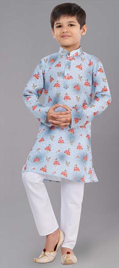 Multicolor color Boys Kurta Pyjama in Polyester Silk fabric with Digital Print, Sequence, Thread work : 1859974