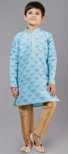 Blue color Boys Kurta Pyjama in Jacquard fabric with Embroidered, Resham, Thread work : 1860016