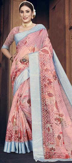 Traditional Multicolor color Saree in Cotton fabric with Bengali Digital Print work : 1860813