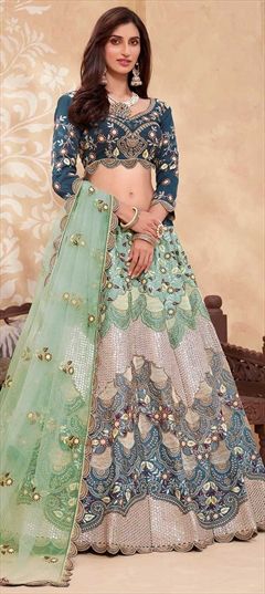 Bollywood Blue color Lehenga in Art Silk fabric with Embroidered, Sequence, Thread work : 1861090