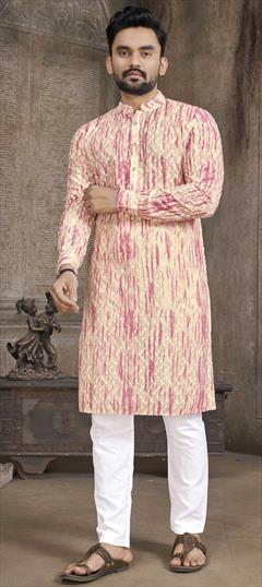 Multicolor color Kurta Pyjamas in Cotton fabric with Digital Print, Sequence work : 1861150
