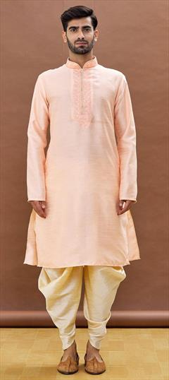 Pink and Majenta color Dhoti Kurta in Art Silk fabric with Embroidered, Resham, Thread work : 1862261
