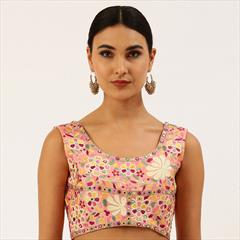Pink and Majenta color Blouse in Silk fabric with Embroidered, Mirror, Resham, Thread work : 1862891