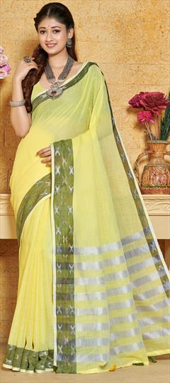 Festive Yellow color Saree in Linen fabric with Classic Printed work : 1863153