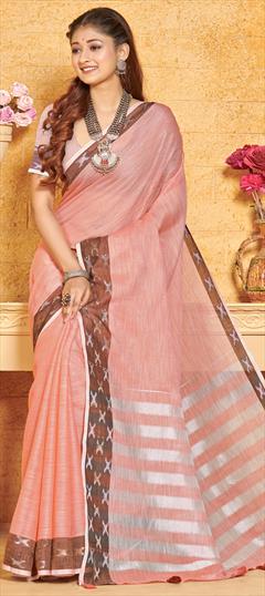 Festive Pink and Majenta color Saree in Linen fabric with Classic Printed work : 1863156