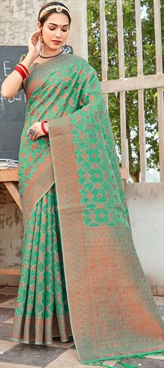 Casual, Traditional Black and Grey color Saree in Organza Silk, Silk fabric with South Printed work : 1863494