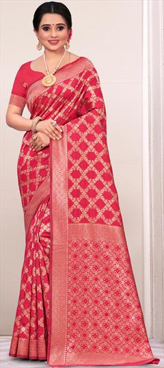 Traditional Pink and Majenta color Saree in Art Silk, Silk fabric with South Weaving work : 1863782