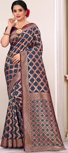 Traditional Multicolor color Saree in Art Silk, Silk fabric with South Weaving work : 1863786