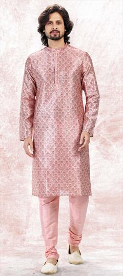 Pink and Majenta color Kurta Pyjamas in Jacquard fabric with Weaving work : 1863889