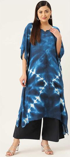 Multicolor color Kaftan in Crepe Silk fabric with Printed, Tye n Dye work : 1864025